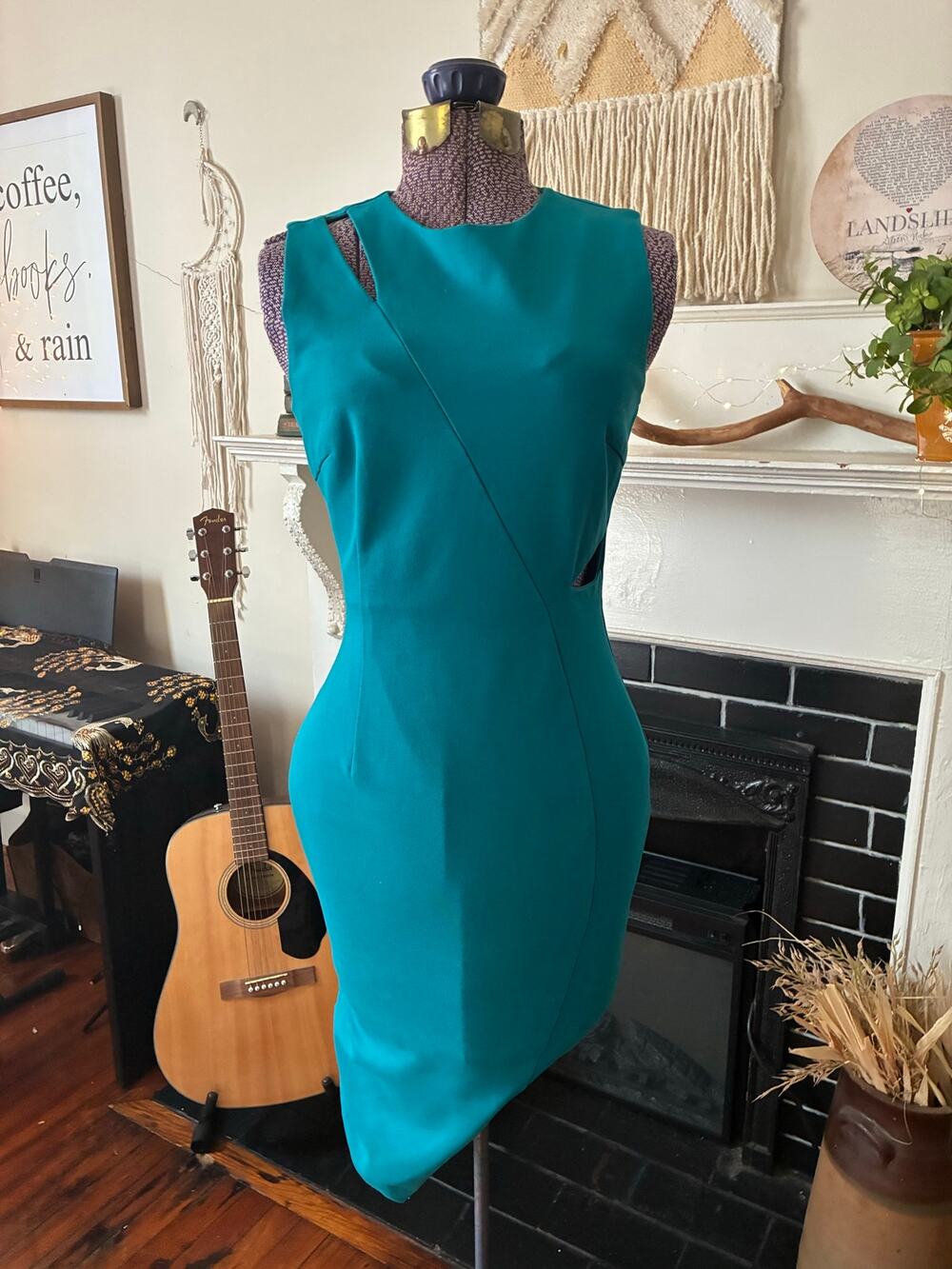 Elliatt Sanctuary Sleeveless Cut Out Sheath Dress Women's Size Small Teal Sz S